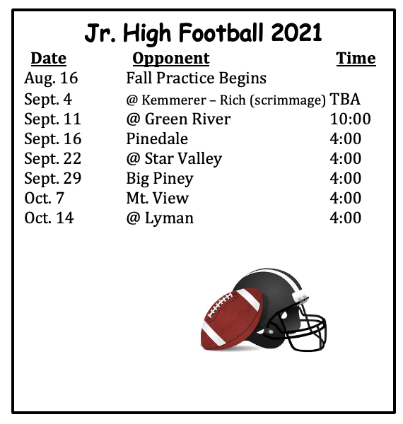 JH Football Schedule, all information is on the calendar